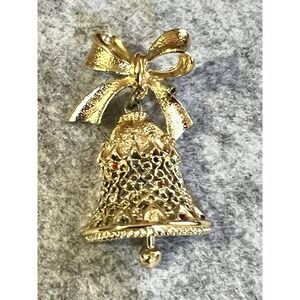 Vintage brooch Tanger II rare Rhinestones bell holidays Christmas